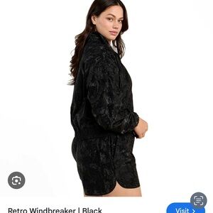 Nuuds retro black Women's windbreaker Jacket and shorts set NWT